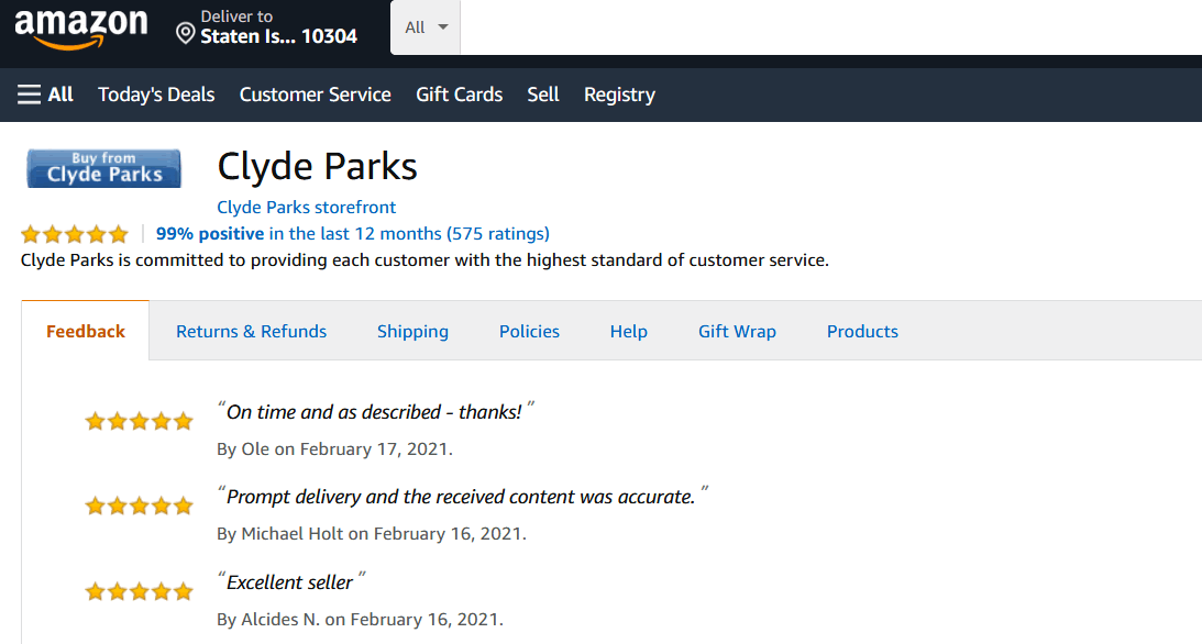 Clyde Parks feedback page