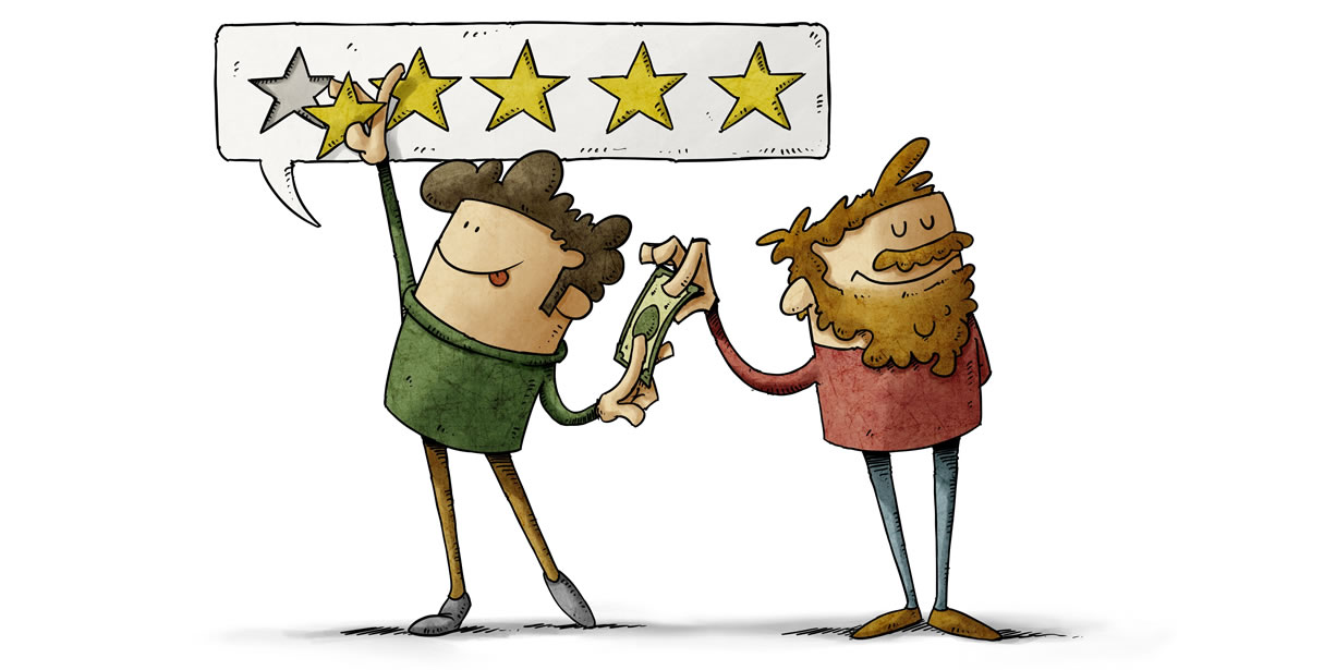 Man being paid to give five star review