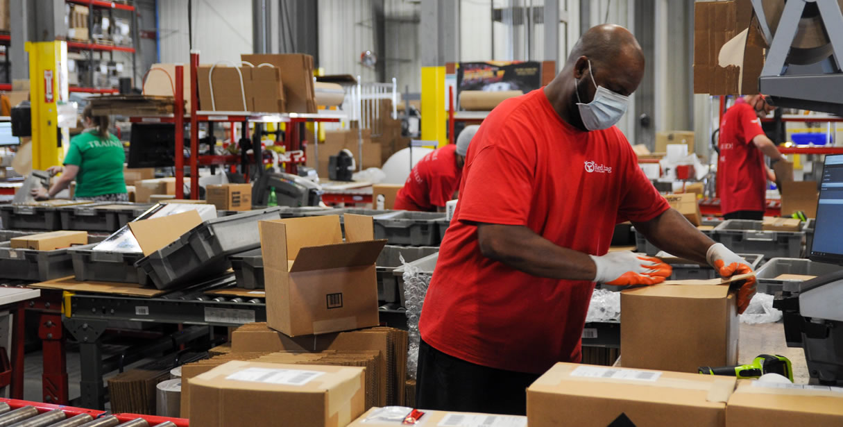 Order fulfillment in progress at a warehouse