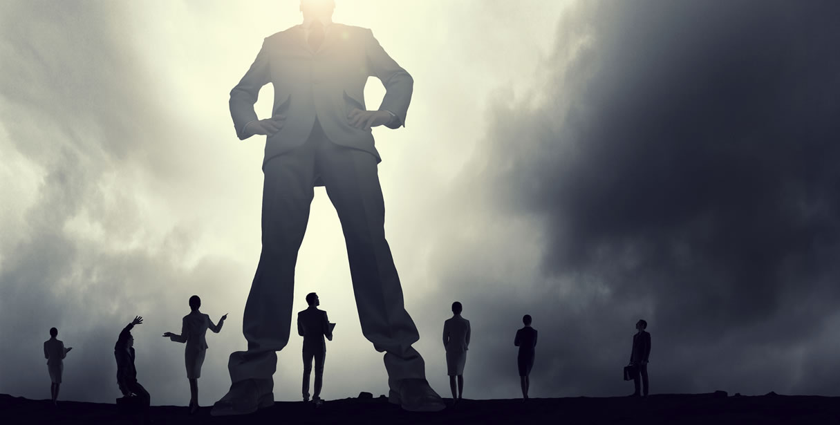 Giant towering over people