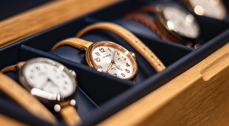 Luxury watches in a case