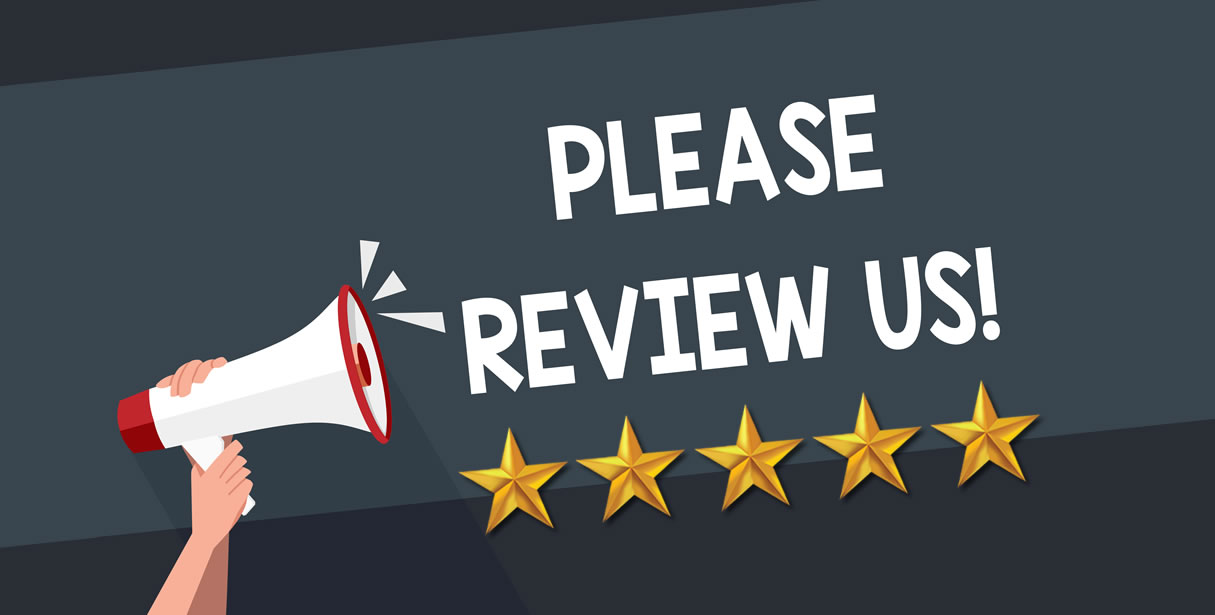 Please review us with megaphone