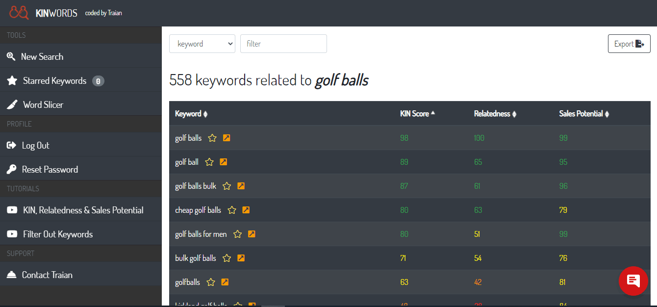 KinWords screenshot