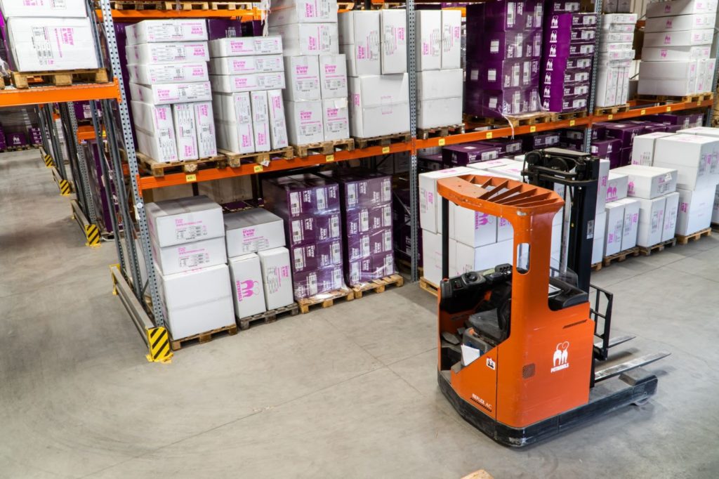 Boxes in a warehouse