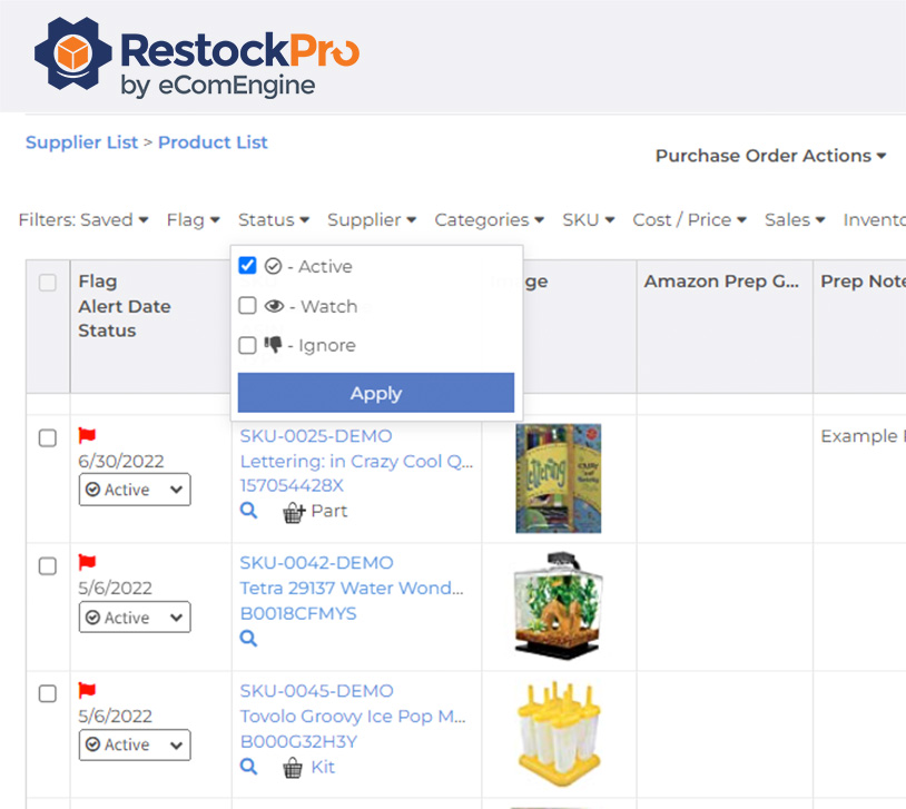 RestockPro dashboard