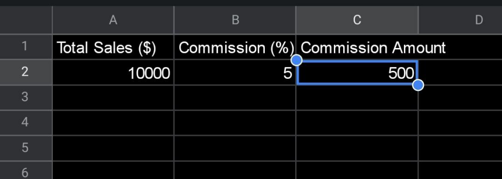 calculated commission amount
